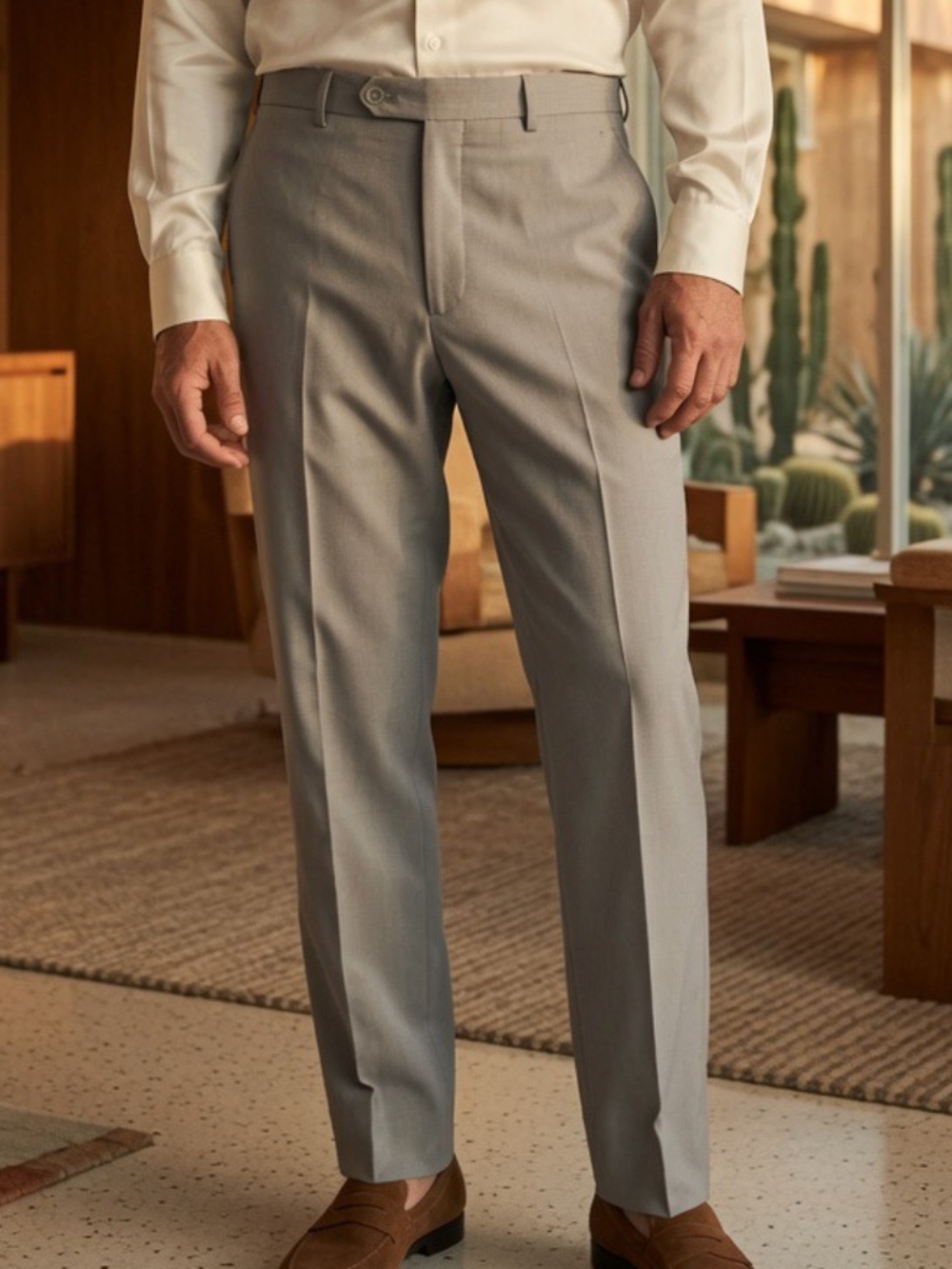 Saint Andrews Italy Gray Cotton Dress Pants 32x32